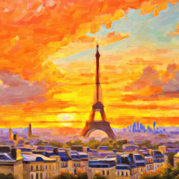 Peinture intitulée "Paris Horizon" par Younsi, Œuvre d'art originale, Huile