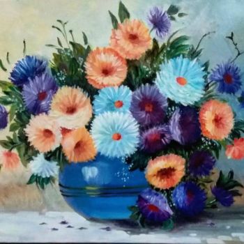 Painting titled "Букет счастья. Хриз…" by Anna Butler, Original Artwork, Oil