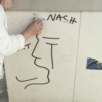 Schilderij getiteld "le baiser effacé" door Your.Nash, Origineel Kunstwerk, Marker