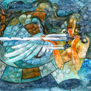 Painting titled "Waiting Angel.jpg" by Yousef Abdinejad, Original Artwork