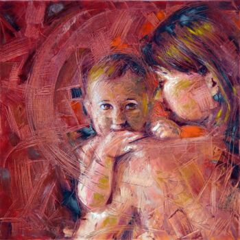 Peinture intitulée "Maternité" par Youssef El Aouni (Cobratec), Œuvre d'art originale