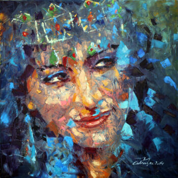 Painting titled "Beauté Amazight" by Youssef El Aouni (Cobratec), Original Artwork, Oil