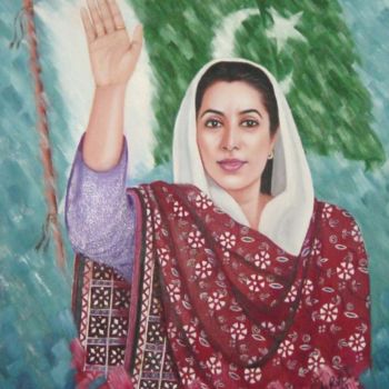 Painting titled "benazeer bhtto shee…" by Yousuf Sheikh, Original Artwork