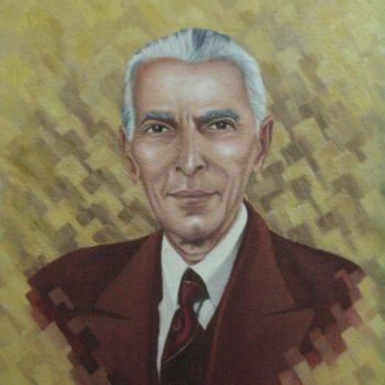 Painting titled "ounder of pakistan…" by Yousuf Sheikh, Original Artwork