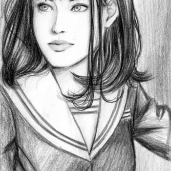 Drawing titled "Pretty Girl" by Sonia Minous, Original Artwork, Pencil