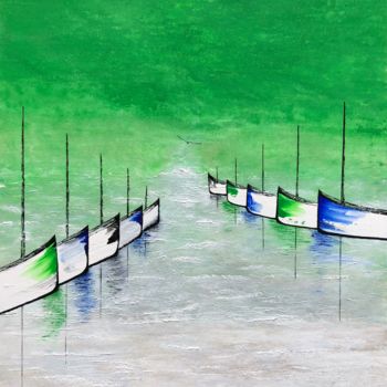 Malerei mit dem Titel "Exode fictif" von Ysabel Laffitte, Original-Kunstwerk, Acryl Auf Keilrahmen aus Holz montiert