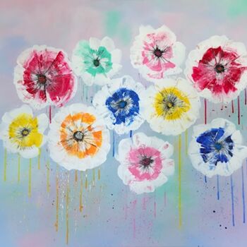 Malerei mit dem Titel "FLOWERS" von Ysabel Laffitte, Original-Kunstwerk, Acryl Auf Keilrahmen aus Holz montiert