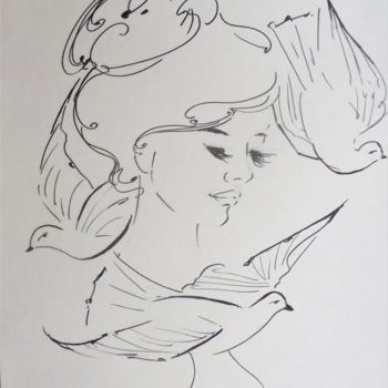 Dessin intitulée "Paix intérieure" par Isabelle Charpentier, Œuvre d'art originale