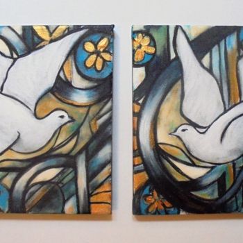 Peinture intitulée "Les colombes" par Isabelle Charpentier, Œuvre d'art originale, Acrylique