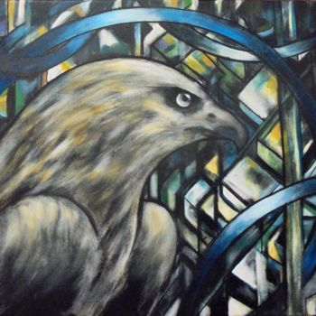 Peinture intitulée "la nuit de l'aigle" par Isabelle Charpentier, Œuvre d'art originale, Acrylique