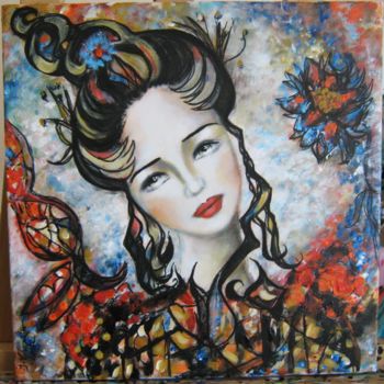 Painting titled "Les jours heureux" by Isabelle Charpentier, Original Artwork, Acrylic