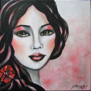 Painting titled "Soleil rose" by Isabelle Charpentier, Original Artwork