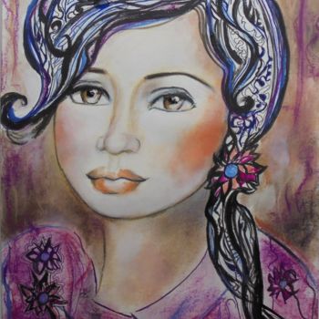 Painting titled "l'Aube rose" by Isabelle Charpentier, Original Artwork