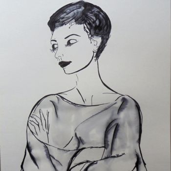 Dibujo titulada "Jeanne" por Isabelle Charpentier, Obra de arte original