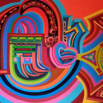 Картина под названием "El amor de Psique" - Ysland, Подлинное произведение искусства, Гуашь