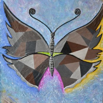 Painting titled "Abstract Butterfly-…" by Anna Yunko, Original Artwork, Acrylic