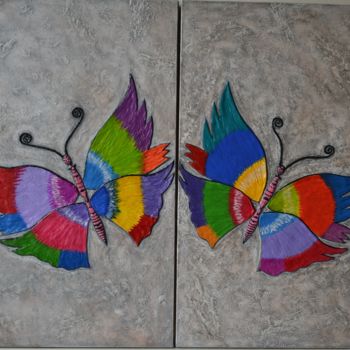 Painting titled "Abstract butterflie…" by Anna Yunko, Original Artwork, Acrylic