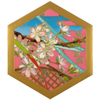 Pittura intitolato "Yuzen style Spring…" da Yue Zeng, Opera d'arte originale, Olio Montato su Pannello di legno