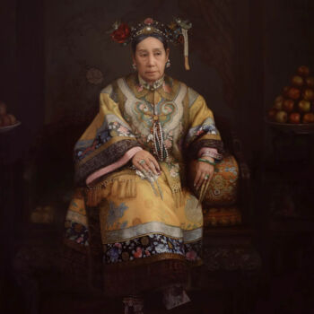 Painting titled "Empress Dowager Cixi" by Yuehua He, Original Artwork, Oil