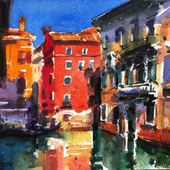 Pintura intitulada "Venedig" por Yugang Chen, Obras de arte originais, Aquarela