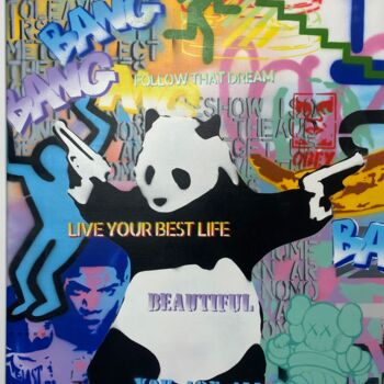 Painting titled "Panda gang" by Yugipop, Original Artwork, Spray paint