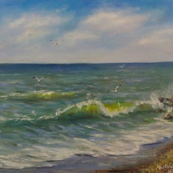 Painting titled "Sea" by Daria Mavlikhanova, Original Artwork, Oil