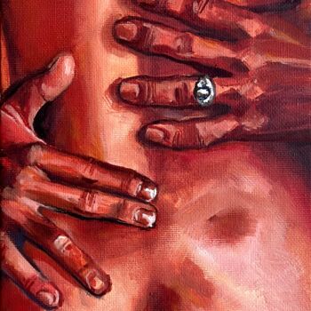 Malerei mit dem Titel "Touching" von Yuliya Lyubatinskaya (yuli_lyu_art), Original-Kunstwerk, Öl Auf Karton montiert