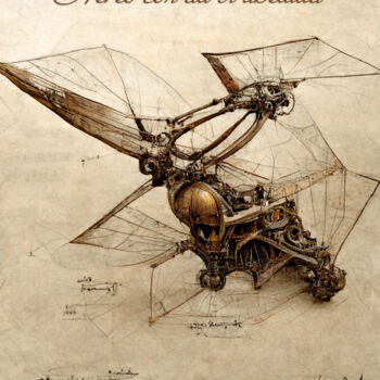 Artes digitais intitulada "helicopter with dra…" por Yulia Aks, Obras de arte originais, Pintura digital