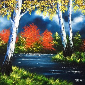 Painting titled "Autumn motif" by Yulia Allan, Original Artwork, Oil
