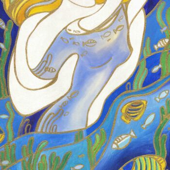 Картина под названием "Night Water" - Yulia Belasla, Подлинное произведение искусства, Акрил Установлен на Деревянная рама д…
