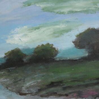 Pintura titulada "Green clouds / Зеле…" por Yulia Bors, Obra de arte original, Acrílico