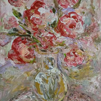 Pittura intitolato "Bouquet of scarlet…" da Yulia Dolgorukova, Opera d'arte originale, Olio