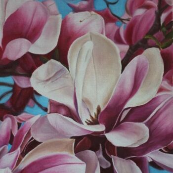 Painting titled "Magnolia" by Yulia Fedun, Original Artwork, Oil