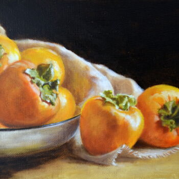 Painting titled "Persimmons" by Yulia Ivanova, Original Artwork, Oil