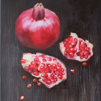 Schilderij getiteld "Pomegranates" door Yulia Ivanova, Origineel Kunstwerk, Olie