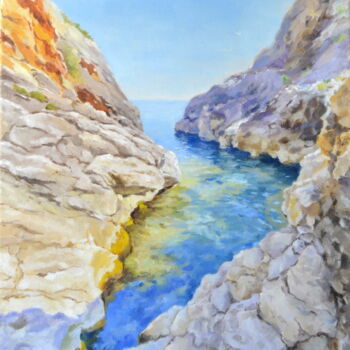Peinture intitulée "Sicilian Rocky Sea" par Yulia Ivanova, Œuvre d'art originale, Huile