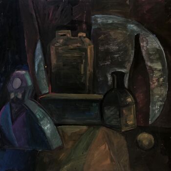 Malerei mit dem Titel "Black still life" von Yulia Kiselyer, Original-Kunstwerk, Gouache