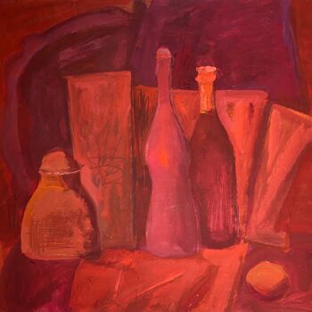 Painting titled "Red still life" by Yulia Kiselyer, Original Artwork, Gouache