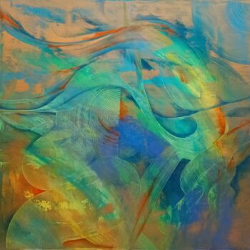 Peinture intitulée "Golden Wave: The em…" par Yulia Larionova, Œuvre d'art originale, Acrylique