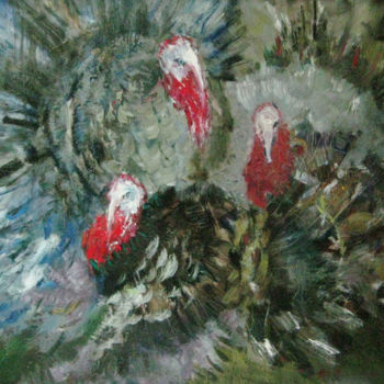 Painting titled "Индюки" by Yulia Pastuhova, Original Artwork, Oil