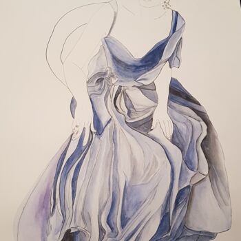 Disegno intitolato "Autoportrait aquare…" da Yulia Pelevina, Opera d'arte originale, Acquarello