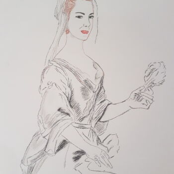 Disegno intitolato "Autoportrait, style…" da Yulia Pelevina, Opera d'arte originale, Pastello