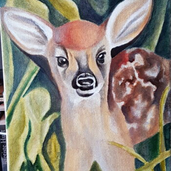 Malarstwo zatytułowany „Baby of deer” autorstwa Yulia Pelevina, Oryginalna praca, Olej