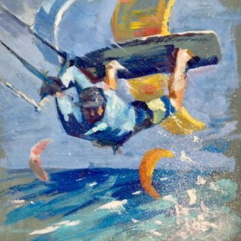 Schilderij getiteld "Kitesurfing" door Yulia Prykina, Origineel Kunstwerk, Olie