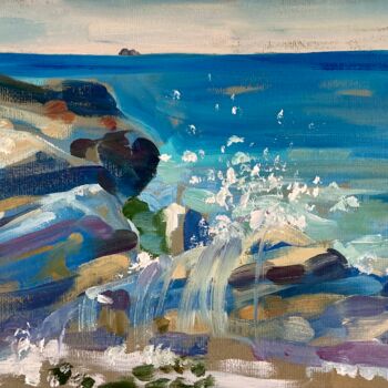 Schilderij getiteld "Sea and Stone" door Yulia Prykina, Origineel Kunstwerk, Olie