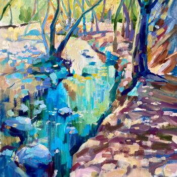 Painting titled "Mountain river" by Yulia Prykina, Original Artwork, Oil