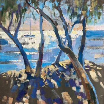 Pittura intitolato "Eucalyptus trees an…" da Yulia Prykina, Opera d'arte originale, Olio