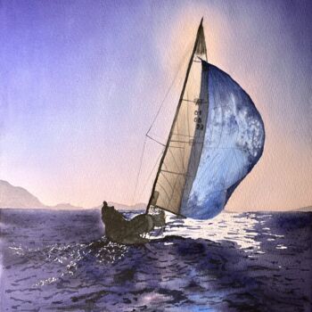 Pittura intitolato "Under sail" da Yulia Risevets, Opera d'arte originale, Acquarello