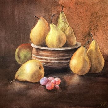 Schilderij getiteld "Pears" door Yulia Risevets, Origineel Kunstwerk, Aquarel
