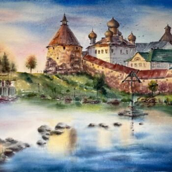Malerei mit dem Titel "Solovetsky Monastery" von Yulia Risevets, Original-Kunstwerk, Aquarell